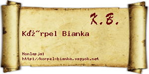 Körpel Bianka névjegykártya